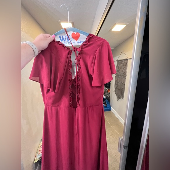 LULUS Pour the Champagne Burgundy Ruffled Backless Maxi Dress XL - Picture 8 of 8